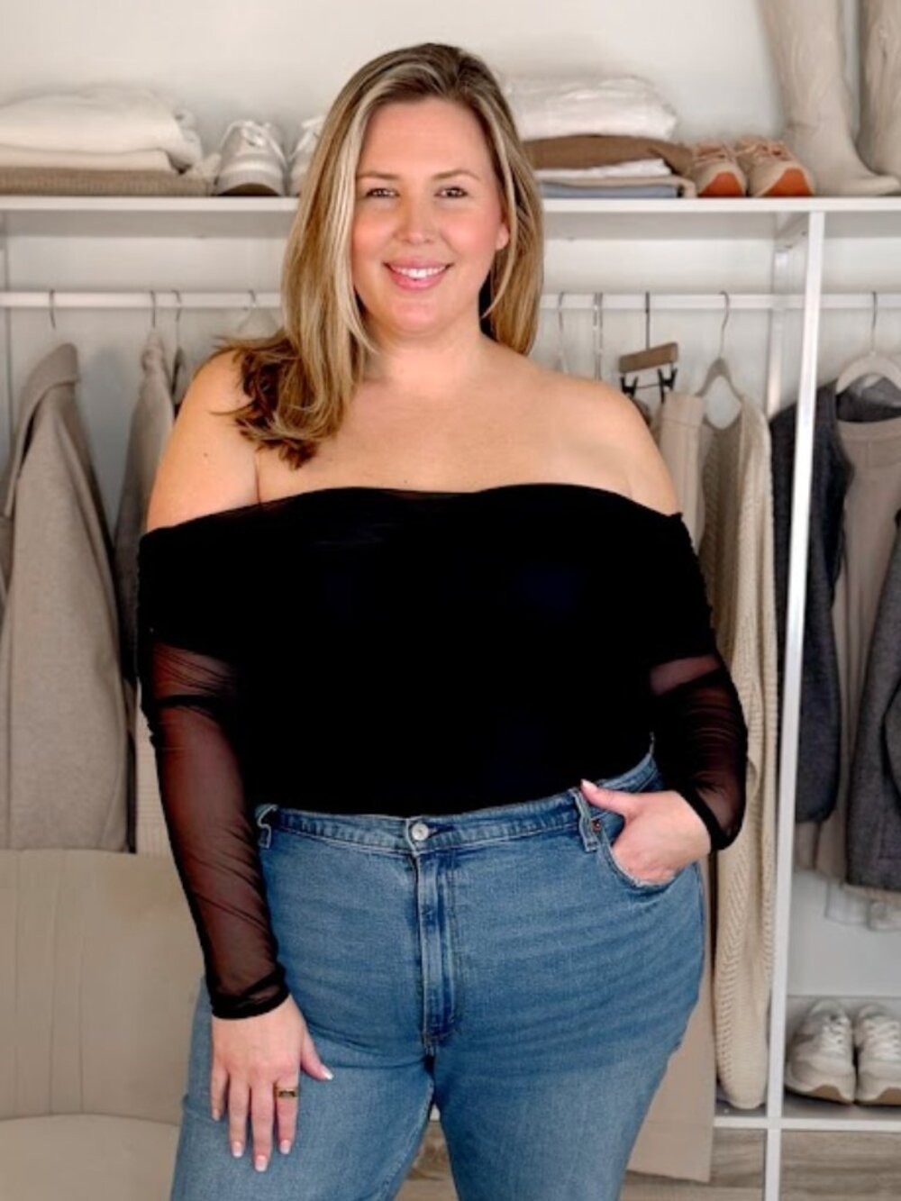Abercrombie & Fitch Sheer Off Shoulder Bodysuit